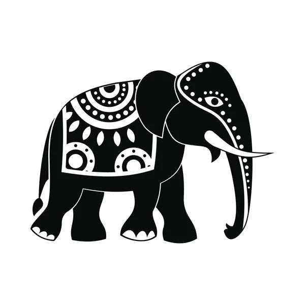 Icône d'éléphant décorée, style simple — Image vectorielle