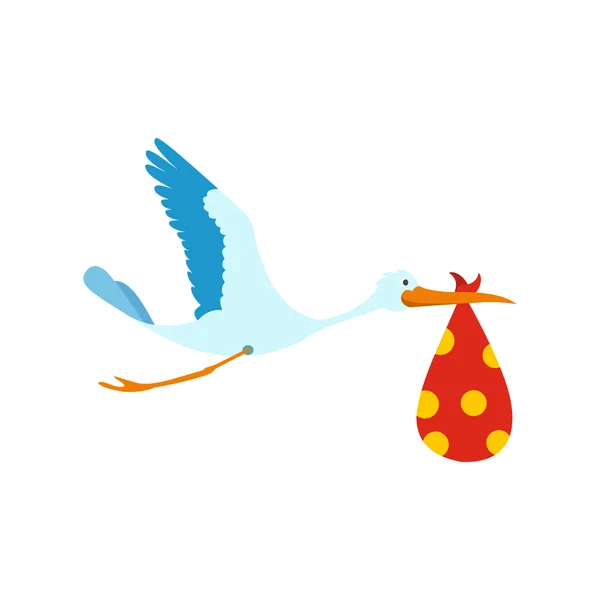 Cegonha voadora com um ícone de pacote — Vetor de Stock