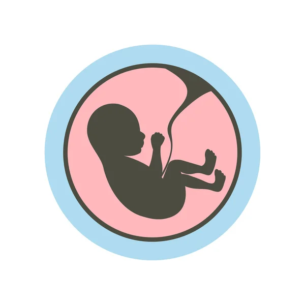 Bebé en el icono del útero — Vector de stock
