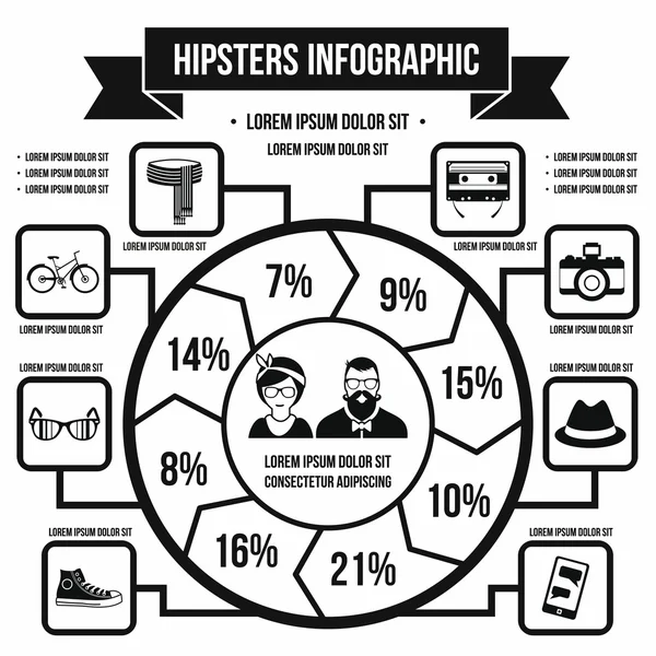 Hipster conceito infográfico, estilo simples — Vetor de Stock