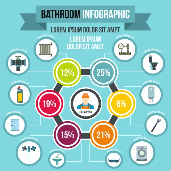 Bad-Infografik, flacher Stil — Stockvektor