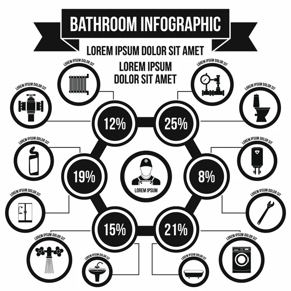 Infografía de baño, estilo simple — Vector de stock