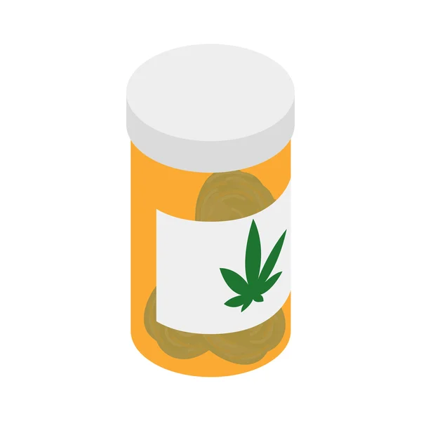 Láhev s poupaty lékařské marihuany ikony — Stockový vektor