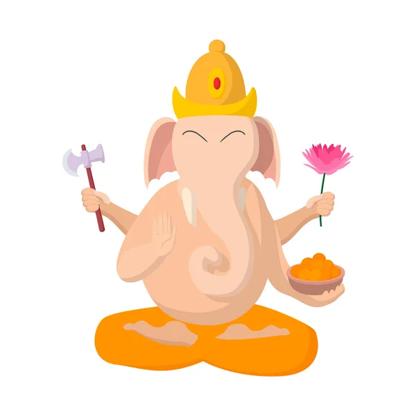 Ganesha icon, cartoon style — Stock Vector