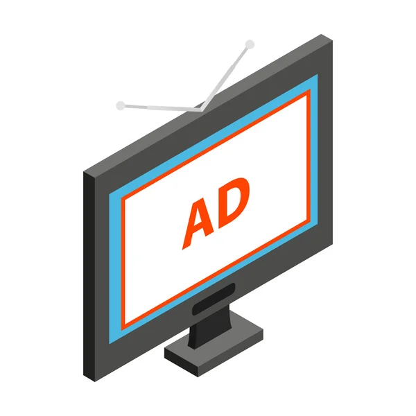 Publicidad en el icono de la TV, estilo isométrico 3d — Archivo Imágenes Vectoriales
