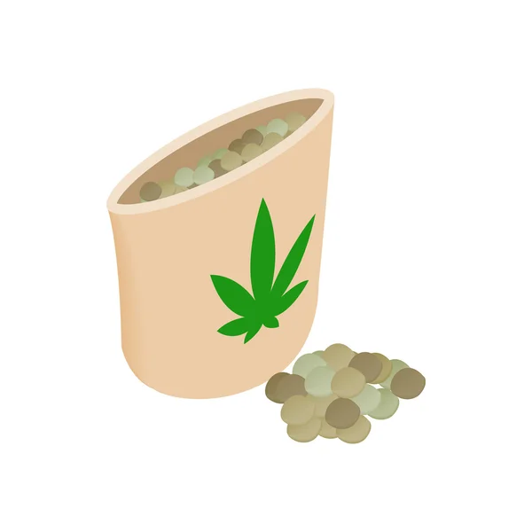 Paper bag of medical marijuana pills icon — Stock Vector