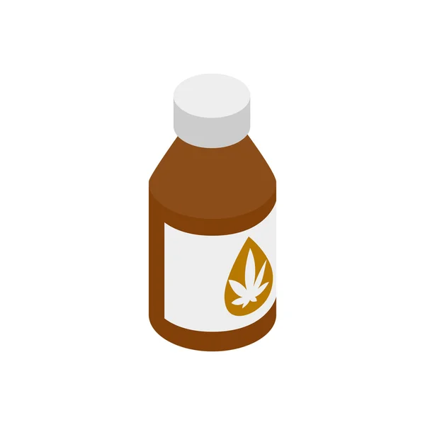 Bottle with buds of medical marijuana icon — Stock Vector