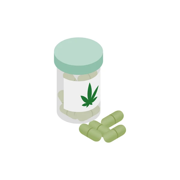 Bottle of pills medical marijuana icon — Stock Vector