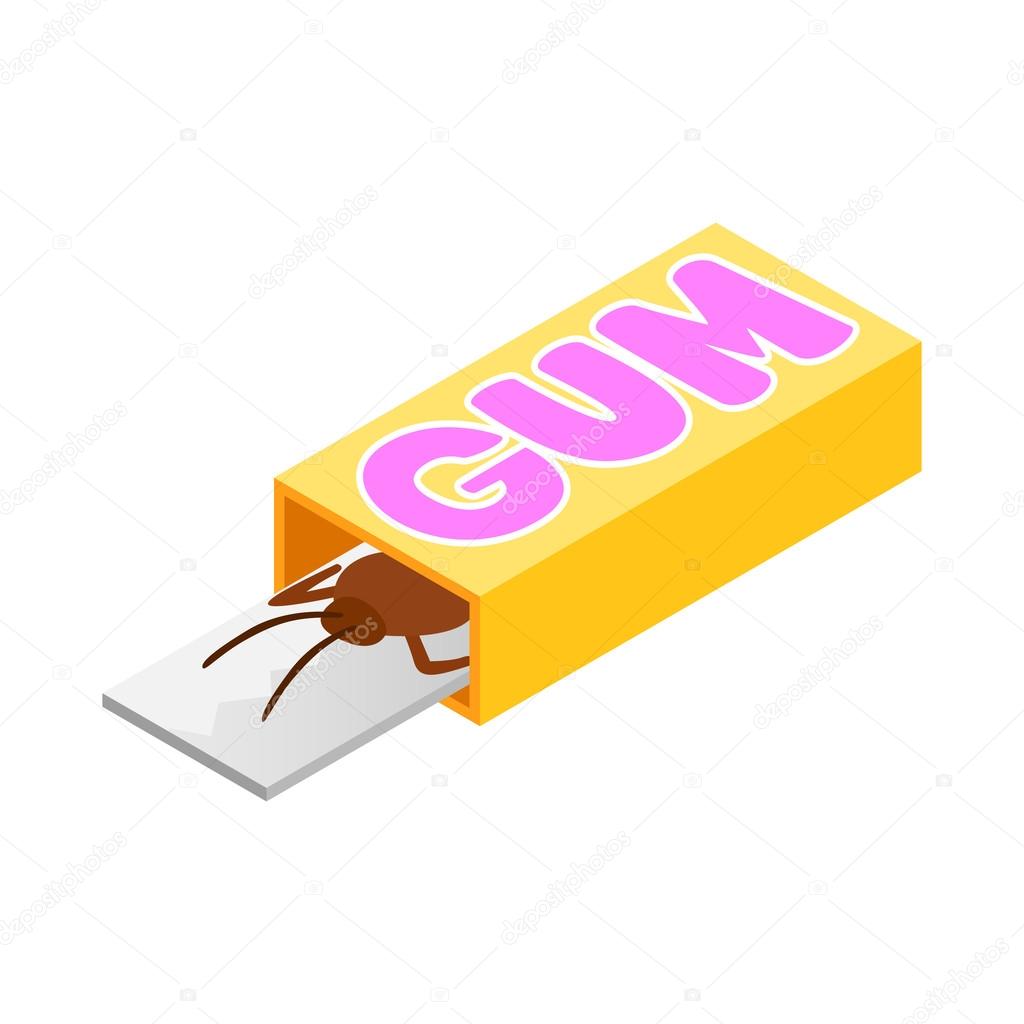 Cockroach in a box of gum icon, isometric 3d style