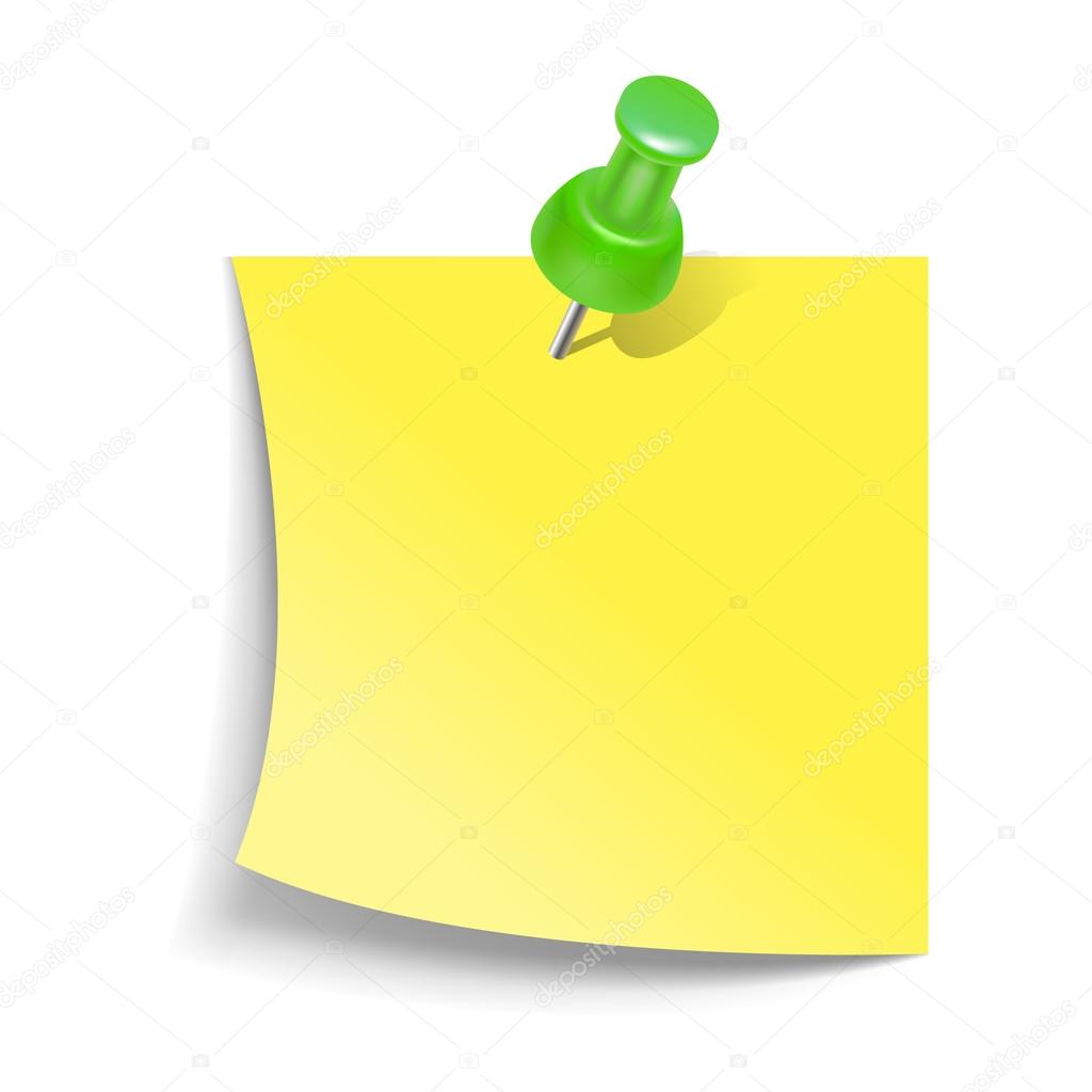 Note paper with push pin icon, realistic style