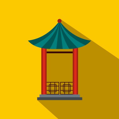 A japanese lotus pavilion icon, flat style clipart