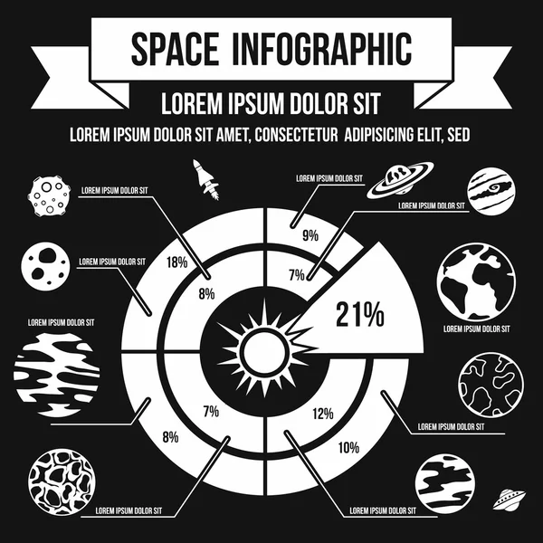 Космическая инфографика, простой стиль — стоковый вектор