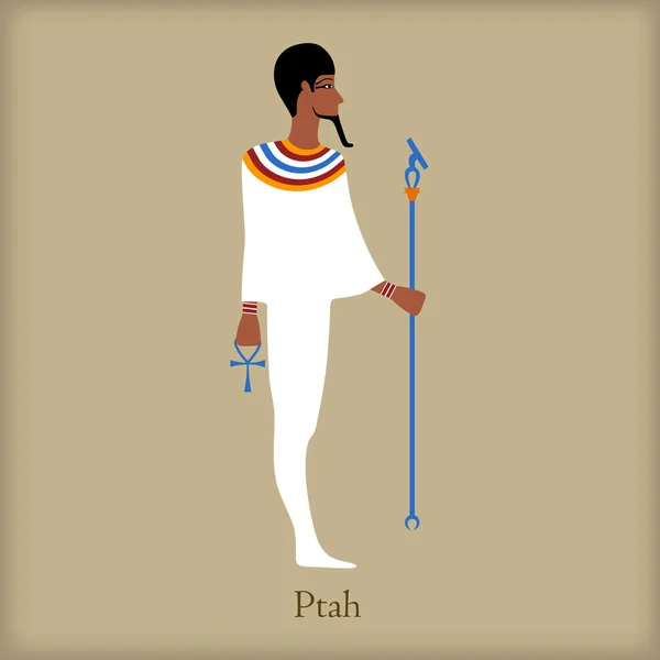 Ptah, God van creatie pictogram, vlakke stijl — Stockvector