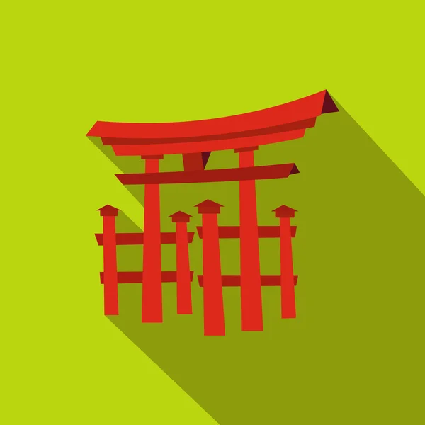 Floating Torii gate, Japan icon, flat style — Stock Vector