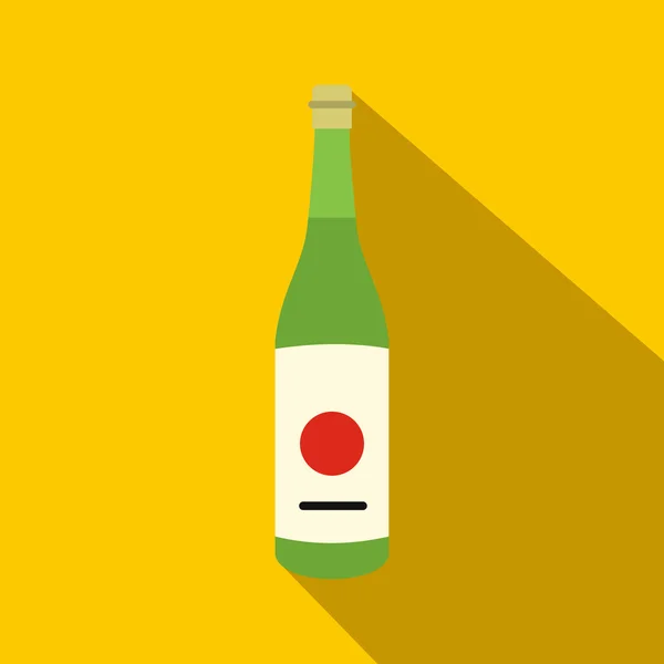Icône bouteille saké, style plat — Image vectorielle