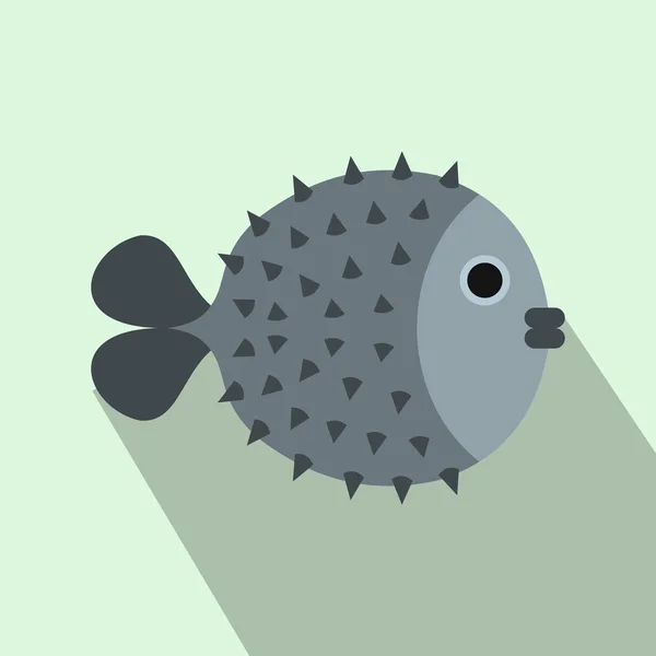Fugu sharp fish icon, flat style — Stock Vector