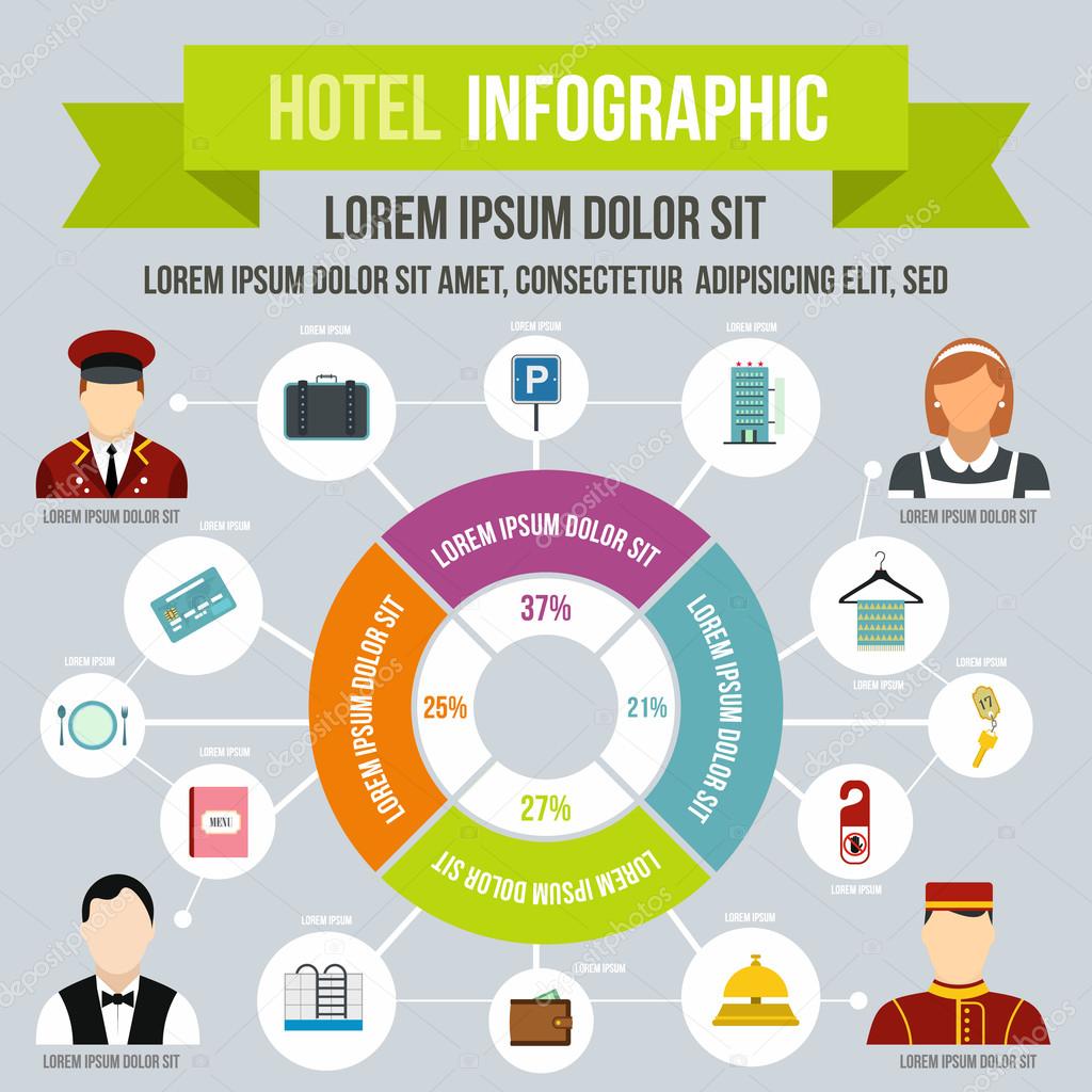 Hotel infographic, flat style