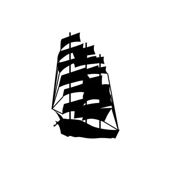 Sailing ship silhouette — Stock Vector