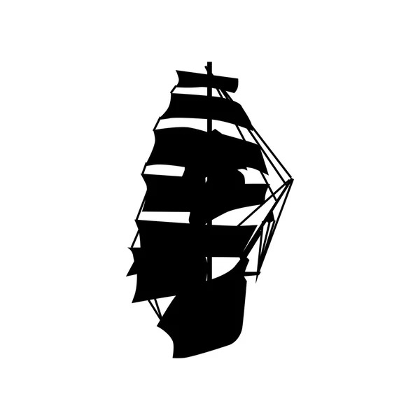 Sailing ship silhouette — Stock Vector