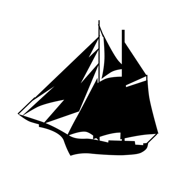 Silueta del barco de vela — Vector de stock