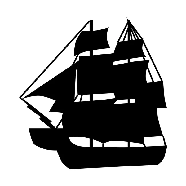 Silueta del barco de vela — Vector de stock