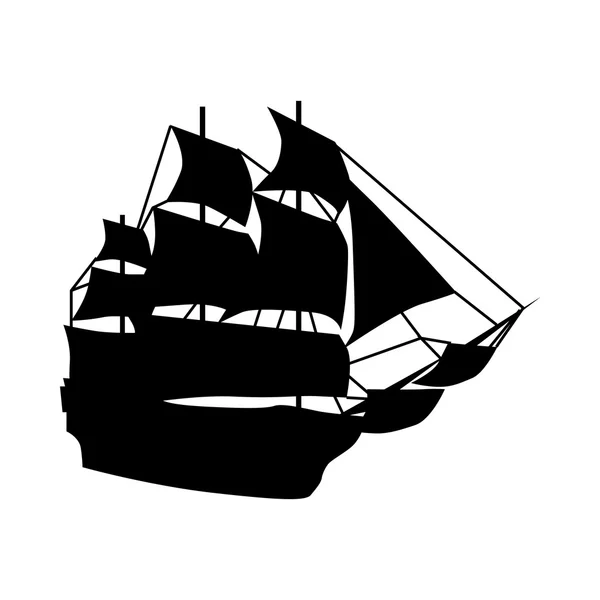 Sailing ship silhouette — Stock Vector