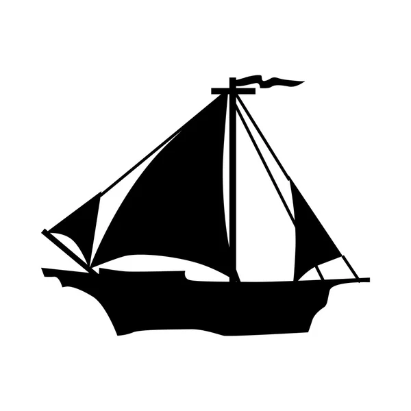 Sailing ship silhouette — Stock Vector