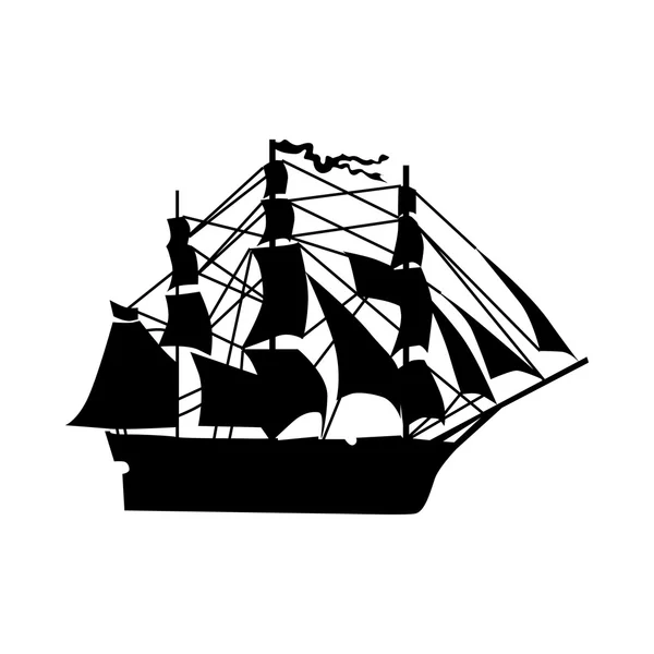 Sailing ship silhouette — Stock Vector