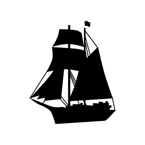 Sailing ship silhouette — Stock Vector