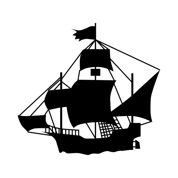 Sailing ship silhouette — Stock Vector