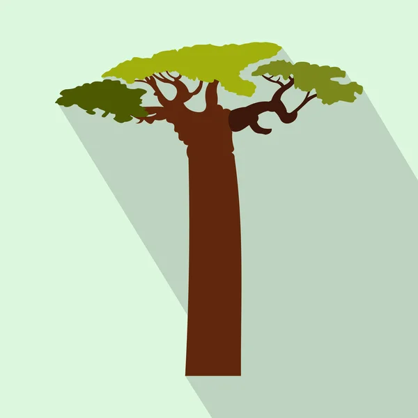 Baobab boom pictogram, vlakke stijl — Stockvector