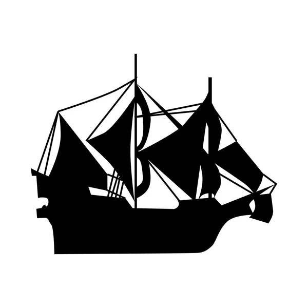 Sailing ship silhouette — Stock Vector