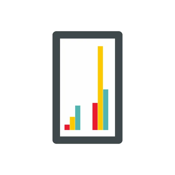 Tablet with charts icon, flat style — Stock Vector