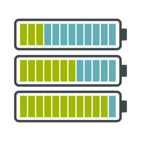 Batería con diferentes niveles de carga icono — Archivo Imágenes Vectoriales