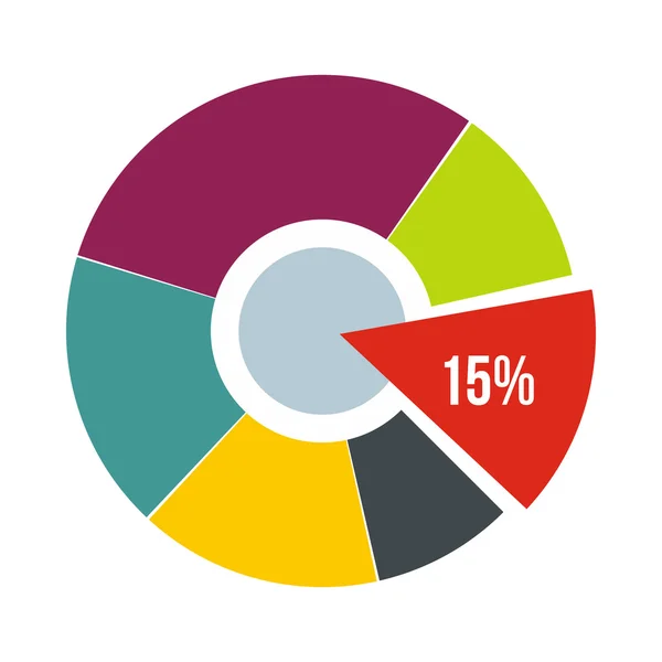 Icono de diagrama de porcentaje colorido, estilo plano — Vector de stock