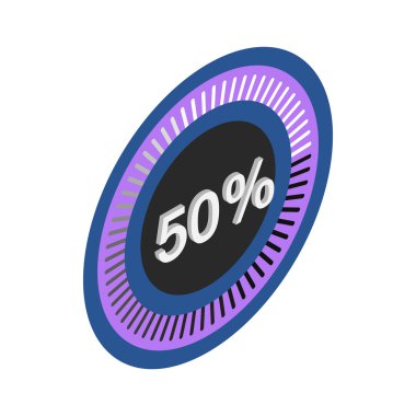 Circle loading bar icon, isometric 3d style clipart
