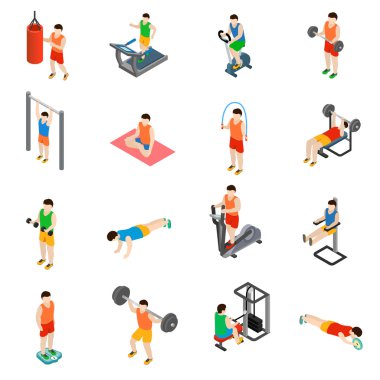 Gym icons set clipart