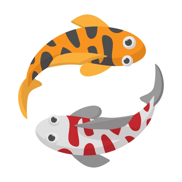 Two koi fishes icon, cartoon style — Stock Vector