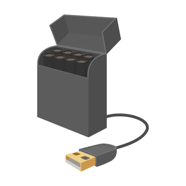 E-cigarrillos en la caja con el icono de carga USB — Archivo Imágenes Vectoriales