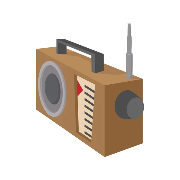 Icône du récepteur radio, style dessin animé sur blanc — Image vectorielle