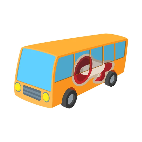 Icona bus gialla, cartone animato, su bianco — Vettoriale Stock