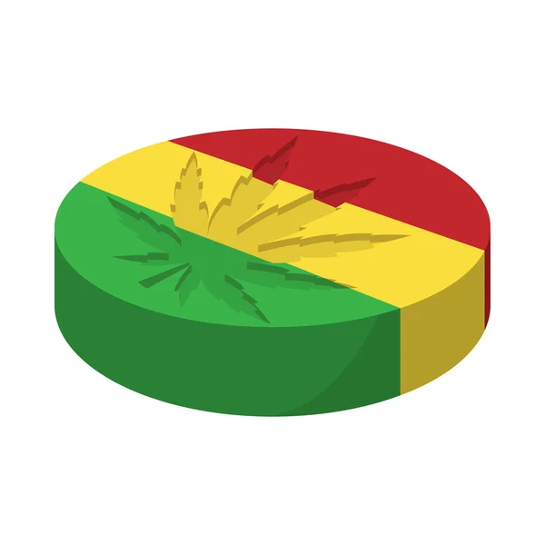 Daun ganja dengan ikon warna rastafarian - Stok Vektor