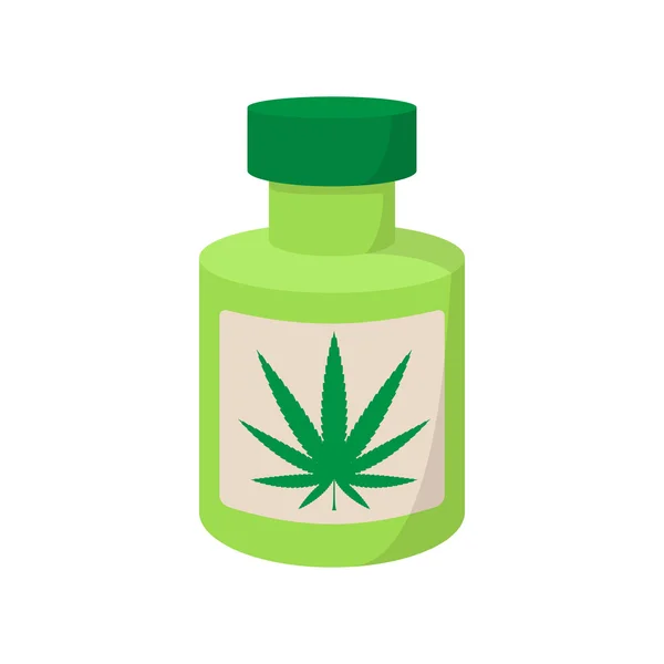 Bottle with buds of medical marijuana icon — Stock Vector