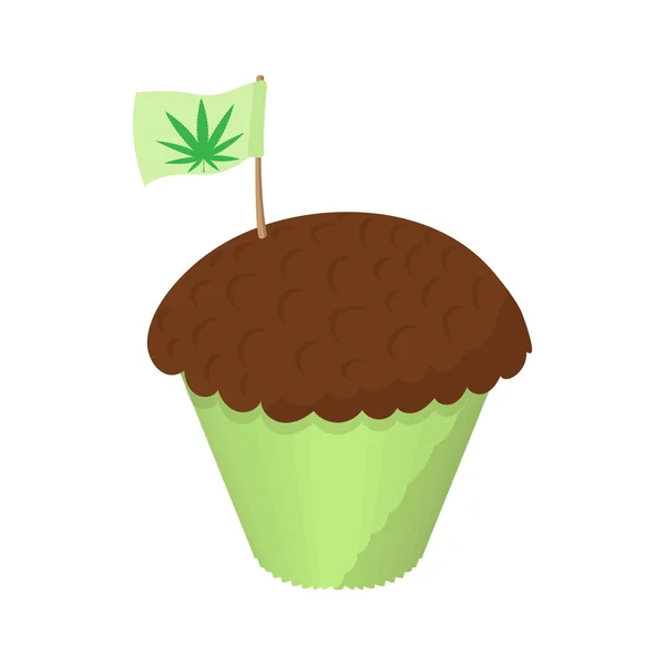 Gâteau avec icône de feuille de marijuana, style dessin animé — Image vectorielle