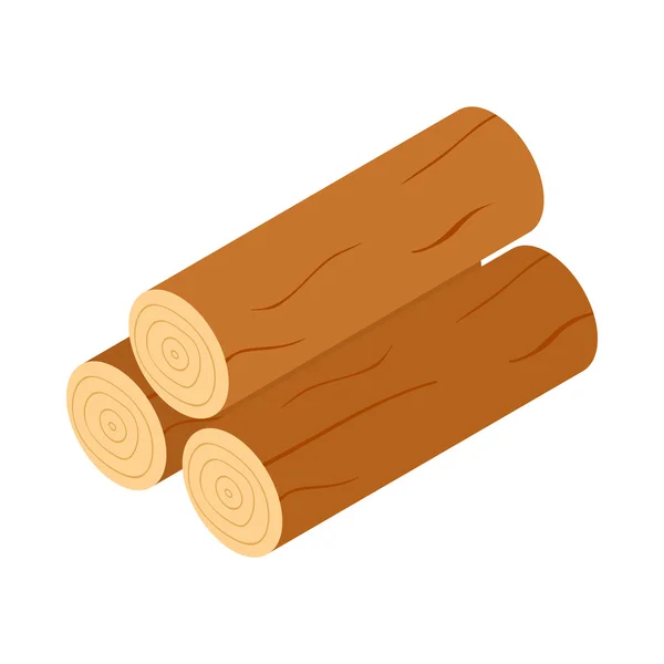 Wooden logs icon, isometric 3d style — Stock Vector