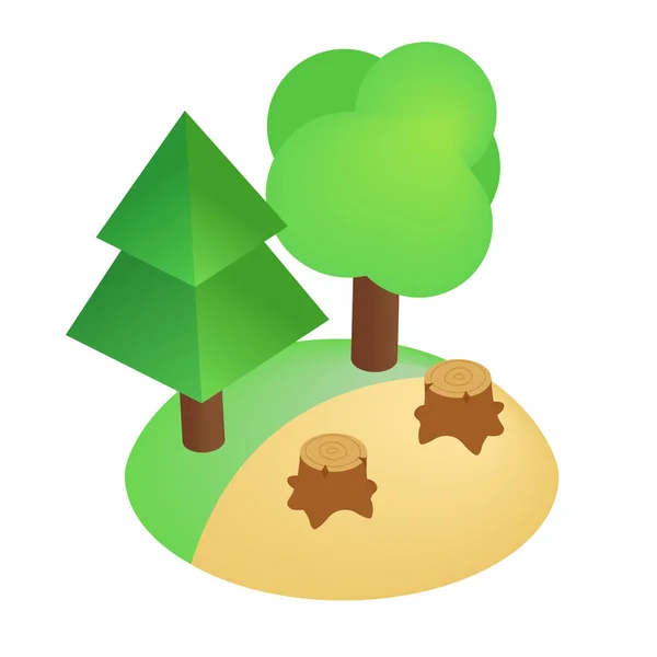 Deforestation icon, isometric 3d style — Stock Vector