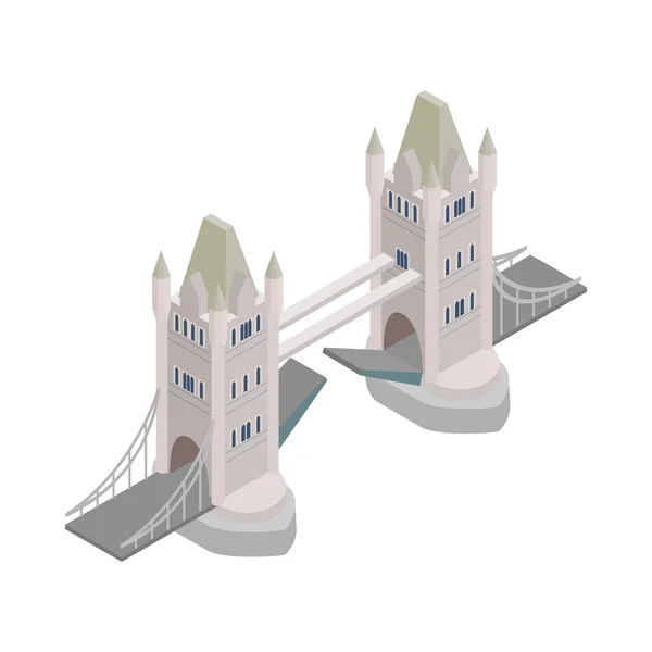 Tower Bridge Londra simgesi, izometrik 3d stili — Stok Vektör