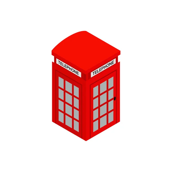 British red phone booth icon, isometric 3d style — Stock Vector