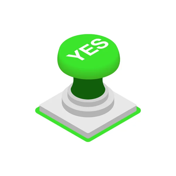 Push button YES icon, isometric 3d style — Stock Vector