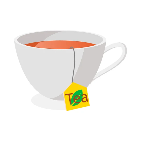 Tazza di tè icona, stile cartone animato — Vettoriale Stock